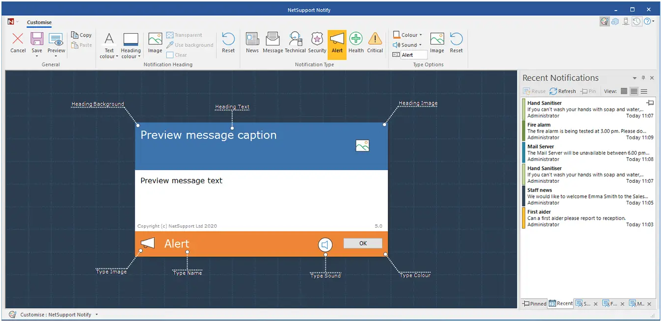 screenshot of NetSupport Notify